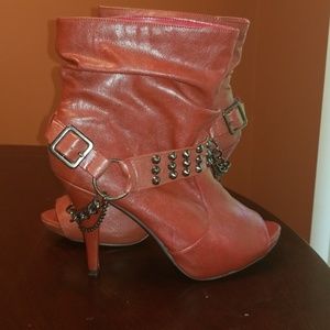 Size 10 Burgundy Boots Peep toe